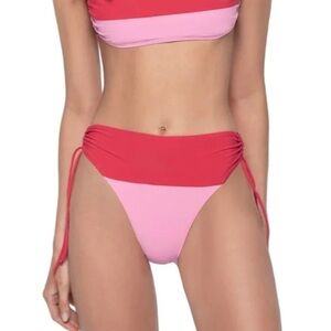 NWT Pilyq Aura Shirred High Waisted Colorblock Bikini Bottoms